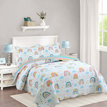 Marcielo Kids Quilt Bedspread Set For Teens Girls Bedding Rainbow