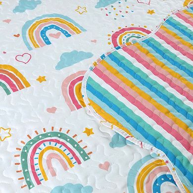 Marcielo Kids Quilt Bedspread Set For Teens Girls Bedding Rainbow