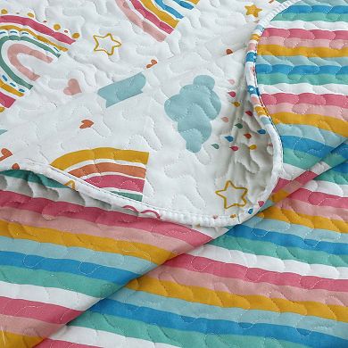 Marcielo Kids Quilt Bedspread Set For Teens Girls Bedding Rainbow
