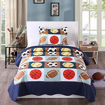 Marcielo Kids Quilt Bedspread Set For Teens Girls Bedding Football