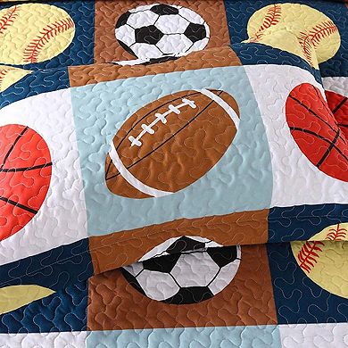 Marcielo Kids Quilt Bedspread Set For Teens Girls Bedding Football