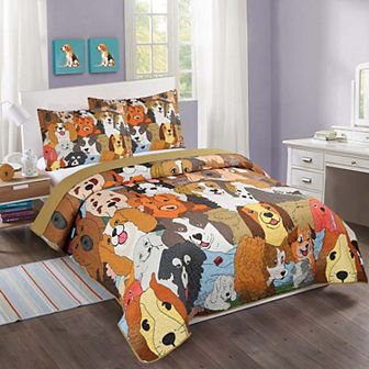 Marcielo Kids Quilt Bedspread Set For Teens Girls Bedding Dog