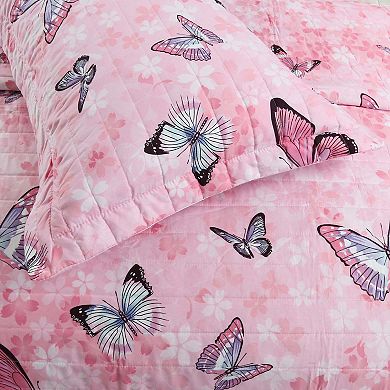 Marcielo Kids Quilt Bedspread Set For Teens Girls Bedding Butterfly B