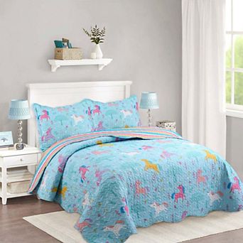 Marcielo Kids Quilt Bedspread Set For Teens Girls Bedding Unicorn