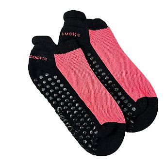 Heel Tab Mesh Top Cotton Anklet Socks With Non-skid Gripper