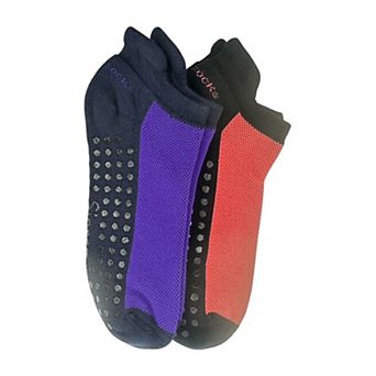 Heel Tab Mesh Top Cotton Anklet Socks With Non-skid Gripper