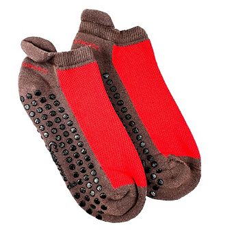 Heel Tab Mesh Top Cotton Anklet Socks With Non-skid Gripper