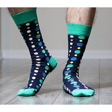 Men Crew Cotton Socks, Polka Dot Pattern,colorful
