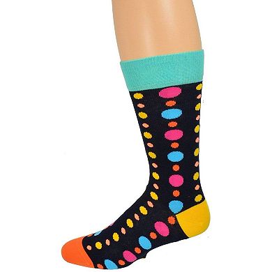 Men Crew Cotton Socks, Polka Dot Pattern,colorful
