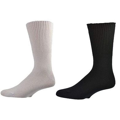 Sierra Socks Health Diabetic Wide Foot And Wider Calf Cotton Crew Men's 2 Pair Pack
