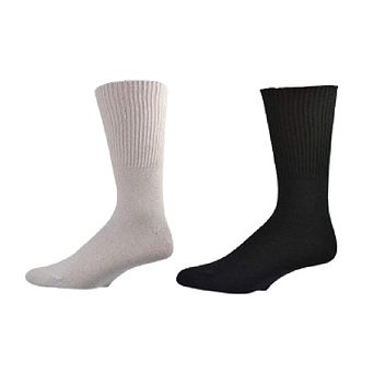 Sierra Socks Health Diabetic Wide Foot And Wider Calf Cotton Crew Men's 2 Pair Pack