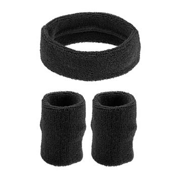 3 pc Sports Headband Wristband Cotton Blend Sweat Absorbing Head Bands