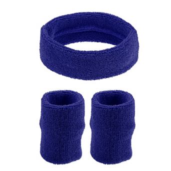 3 pc Sports Headband Wristband Cotton Blend Sweat Absorbing Head Bands