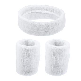 3 pc Sports Headband Wristband Cotton Blend Sweat Absorbing Head Bands