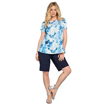 Roaman's Women's Plus Size Ultimate Cotton Crewneck Short Sleeve Swing Tee