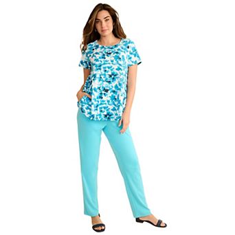 Roaman's Women's Plus Size Ultimate Cotton Crewneck Short Sleeve Swing Tee