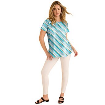 Roaman's Women's Plus Size Ultimate Cotton Crewneck Short Sleeve Swing Tee
