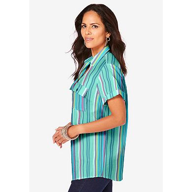 Roaman's Women's Plus Size Seersucker Shirt