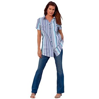 Roaman's Women's Plus Size Seersucker Shirt