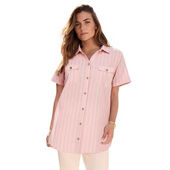Roaman's Women's Plus Size Seersucker Shirt