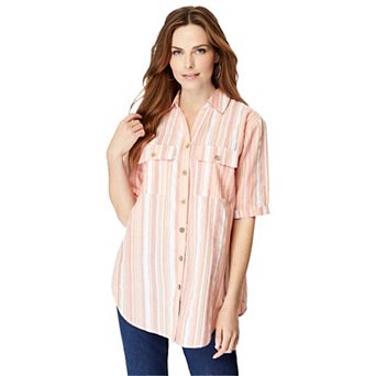 Roaman's Women's Plus Size Seersucker Shirt
