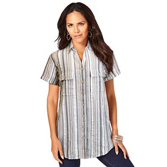 Roaman's Women's Plus Size Seersucker Shirt