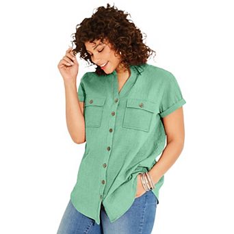 Roaman's Women's Plus Size Seersucker Shirt