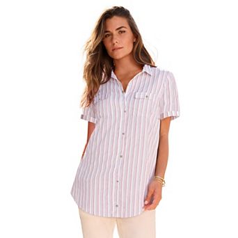 Roaman's Women's Plus Size Seersucker Shirt