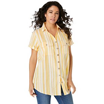 Roaman's Women's Plus Size Seersucker Shirt