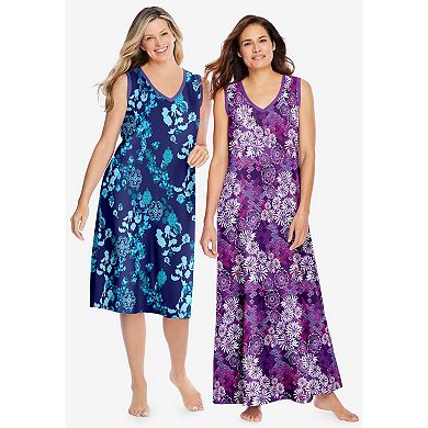 Dreams & Co. Plus Size Trapeze V-Neck Lounger
