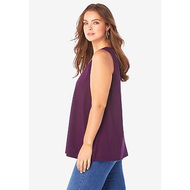 Roaman's Women's Plus Size Cotton Ultimate Swing Tank Top