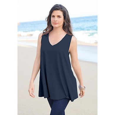 Roaman's Women's Plus Size Cotton Ultimate Swing Tank Top