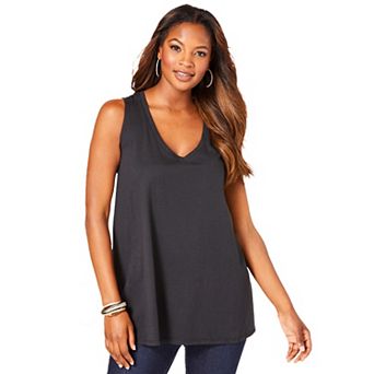 Roaman's Women's Plus Size Plus Size Cotton Ultimate Swing Tank Top