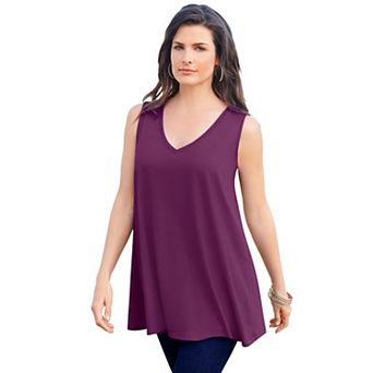 Roaman's Women's Plus Size Cotton Ultimate Swing Tank Top