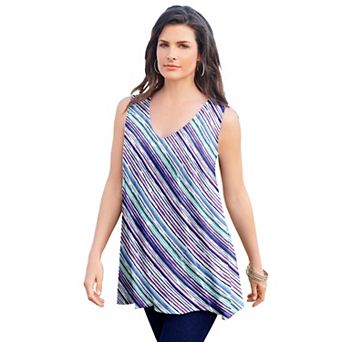 Roaman's Women's Plus Size Cotton Ultimate Swing Tank Top