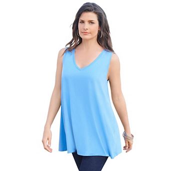 Roaman's Women's Plus Size Cotton Ultimate Swing Tank Top