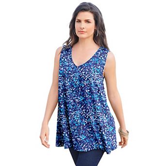 Roaman's Women's Plus Size Cotton Ultimate Swing Tank Top