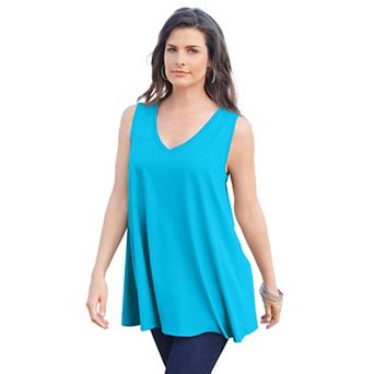 Roaman's Women's Plus Size Cotton Ultimate Swing Tank Top