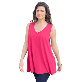 Roaman's Women's Plus Size Cotton Ultimate Swing Tank Top