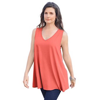 Roaman's Women's Plus Size Cotton Ultimate Swing Tank Top