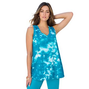 Roaman's Women's Plus Size Cotton Ultimate Swing Tank Top