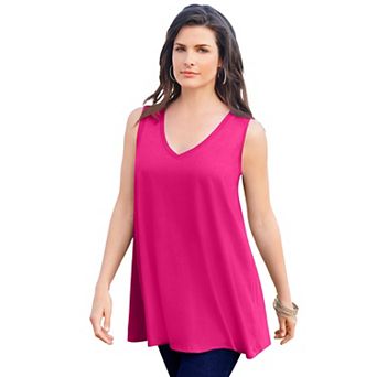 Roaman's Women's Plus Size Cotton Ultimate Swing Tank Top