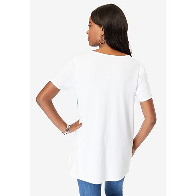 Roaman's Women's Plus Size Travel Graphic Tee