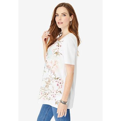 Roaman's Women's Plus Size Travel Graphic Tee