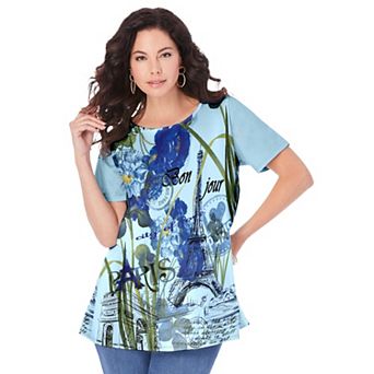 Roaman's Women's Plus Size Travel Graphic Tee
