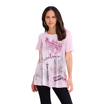 Roaman's Women's Plus Size Travel Graphic Tee