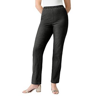 Roaman's Women's Plus Size Tall Plus Size Comfort Stretch Straight Leg Jean