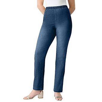Roaman's Women's Plus Size Tall Plus Size Comfort Stretch Straight Leg Jean