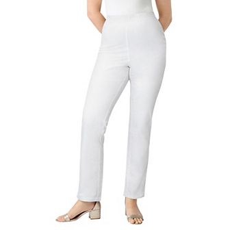 Roaman's Women's Plus Size Tall Plus Size Comfort Stretch Straight Leg Jean