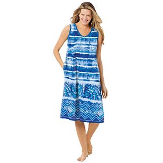 Dreams & Co. Plus Size Trapeze V-Neck Short Lounger